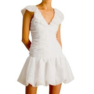 NWT ML Monique Lhuillier Floral Organza White Mini Cocktail Dress – Sz 8
